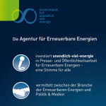 Aufgabe der AEE ist es, über die Chancen und Vorteile einer nachhaltigen Energieversorgung auf Basis Erneuerbarer Energien aufzuklären – vom Klimaschutz über eine sichere Energieversorgung bis zu Arbeitsplätzen, wirtschaftlicher Entwicklung und Innovationen.